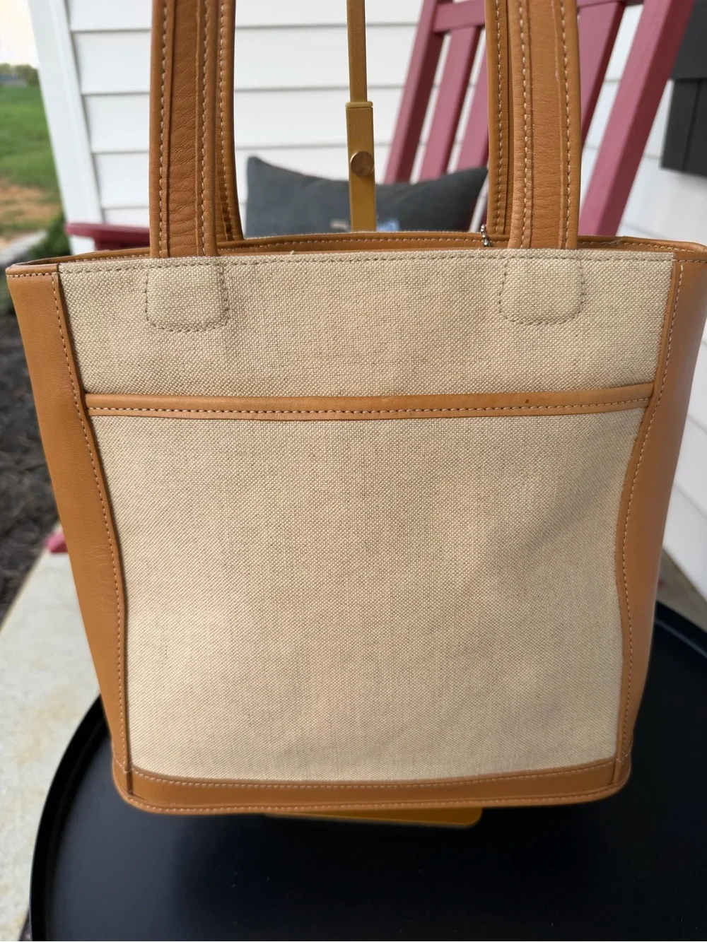 Rare 1999 Vintage Coach Bleecker Tote USA Bag Italian Cotton Linen & British Tan
